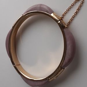 Vintage Rose Quartz Bangle Gold Tone